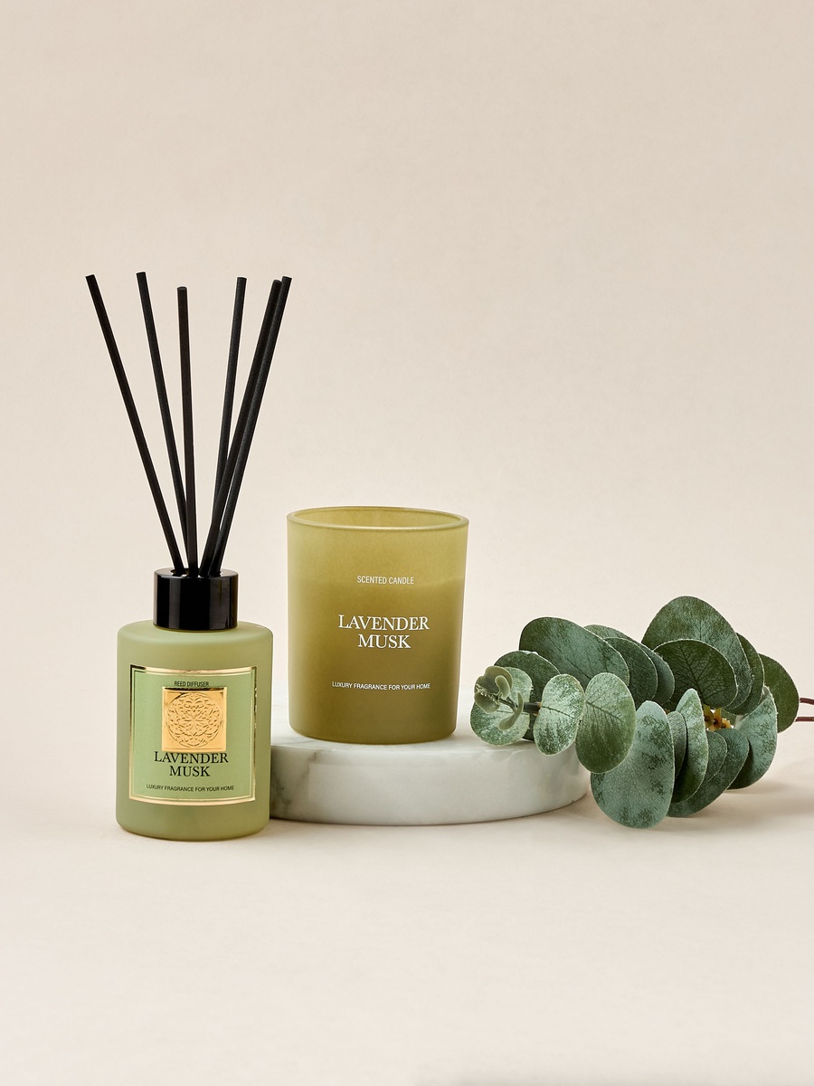 Lavender Musk Scented Reed Diffuser and Jar Candle Set