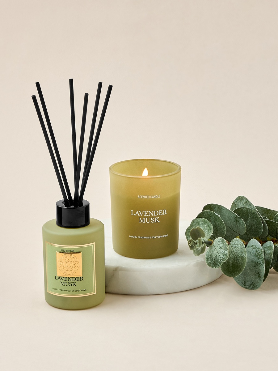 Lavender Musk Scented Reed Diffuser and Jar Candle Set