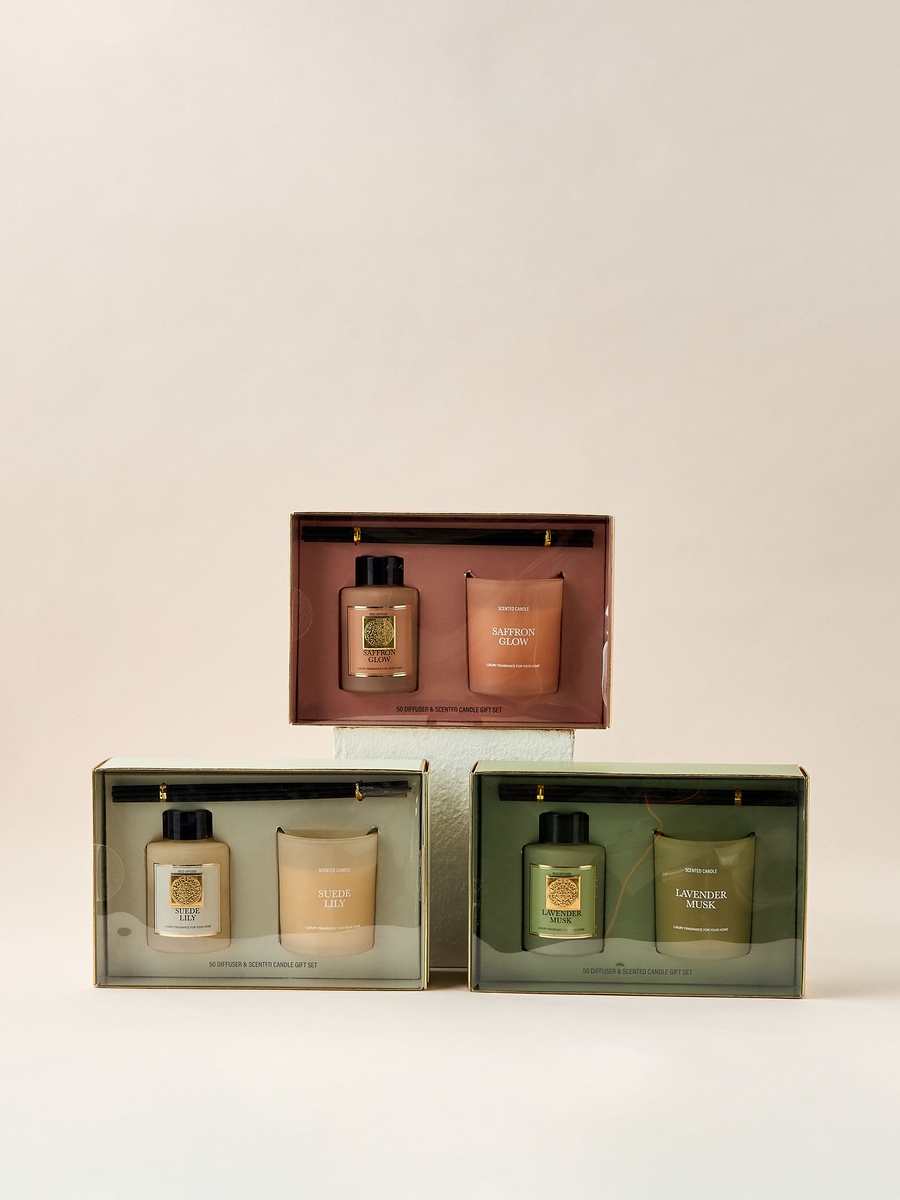 Lavender Musk Scented Reed Diffuser and Jar Candle Set