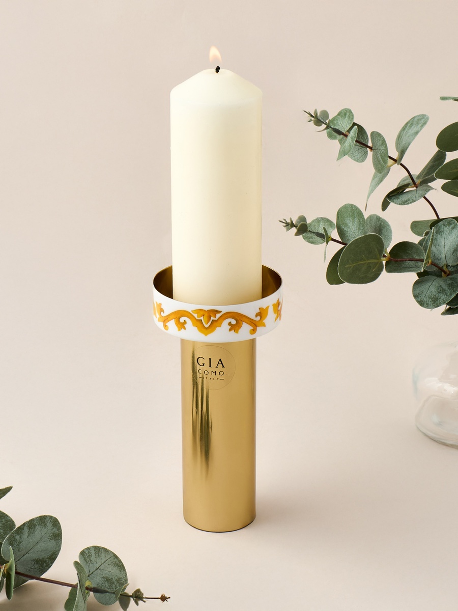 Metallic Pillar Candleholder - 9 cm