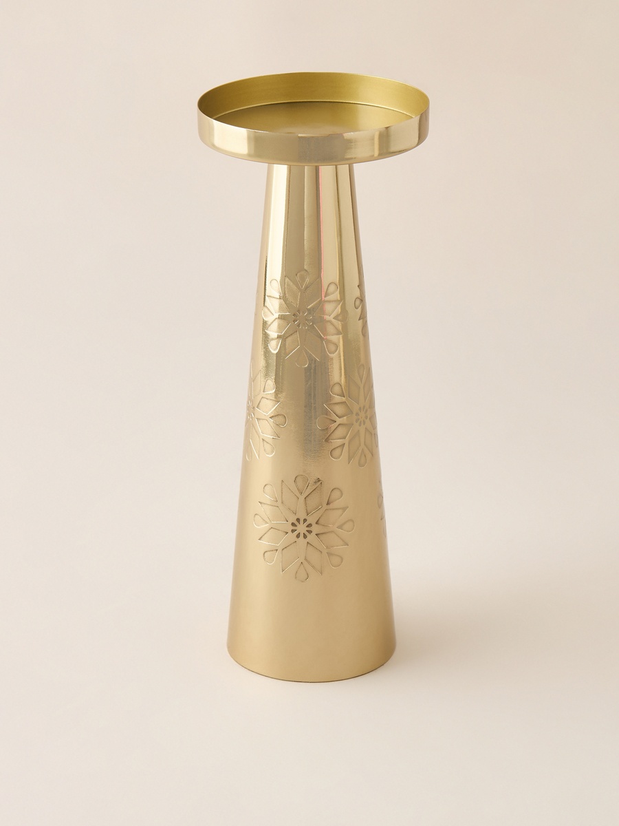 Star Textured Pillar Candleholder - 6 cm