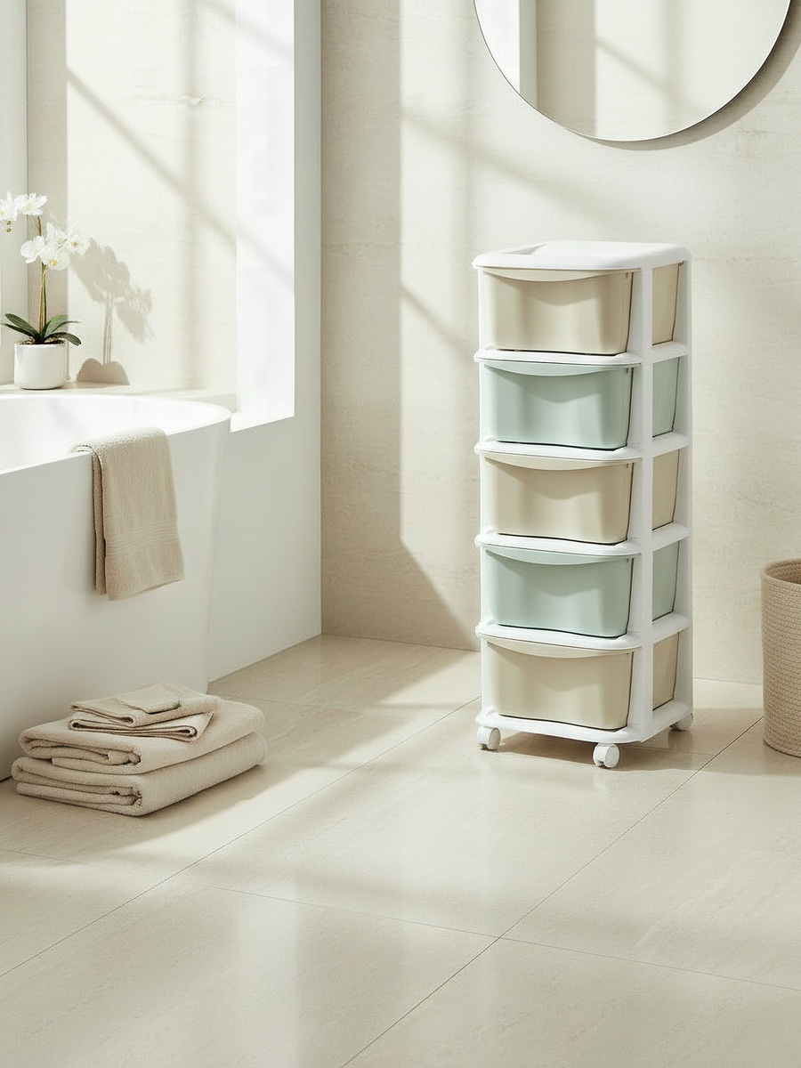 رف أدراج تخرين 5 طوابق مع عجلات - 37*37*90 سم