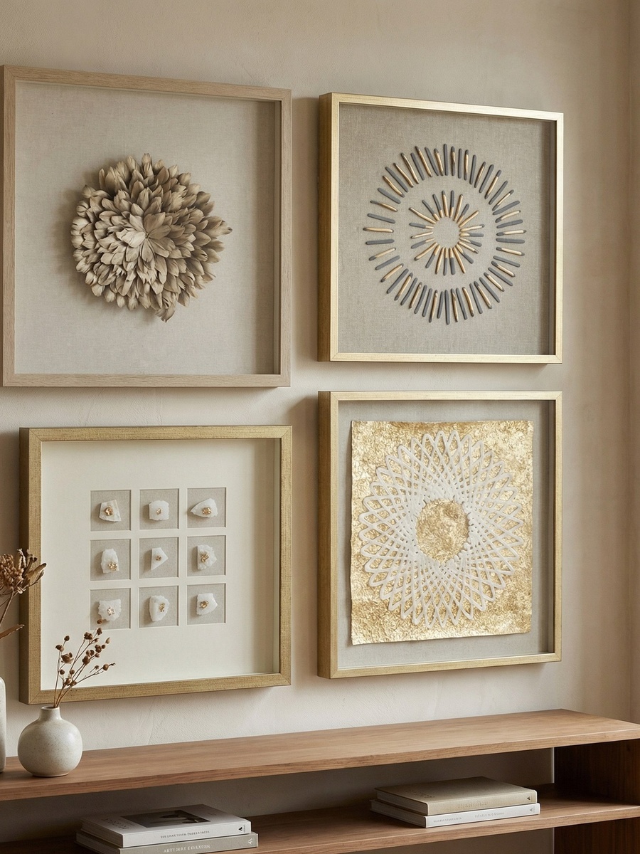 Aurum Olivia Luxe Paper Shadow Box with Frame - 60x60 cm