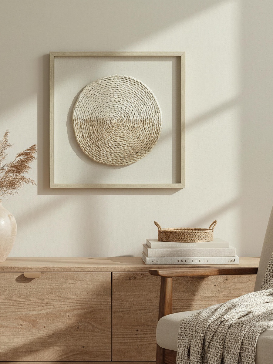 Monochrome Olivia Luxe Raffia Grass Shadow Box with PS Frame