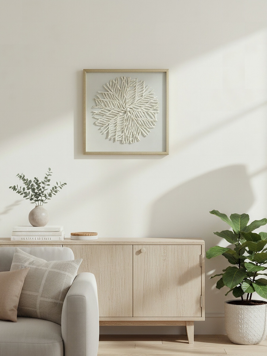Umber Olivia Luxe Paper Shadow Box with Frame - 60x60 cm