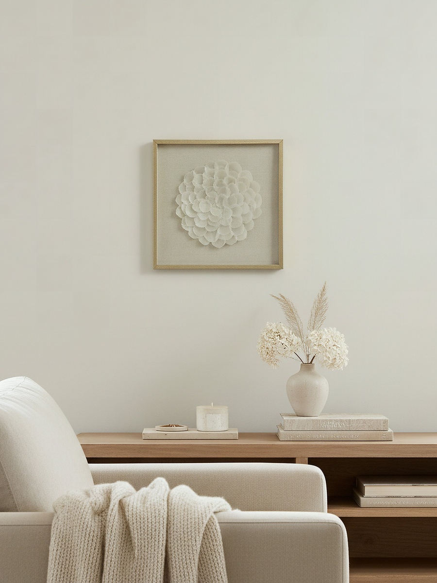 صندوق ظل صدف فاخر بإطار أوليفيا من مونوكروم - 60*60 سم