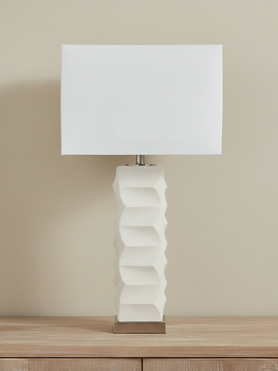 Pearson Ceramic Table Lamp with Linen Shade - 38x62 cm