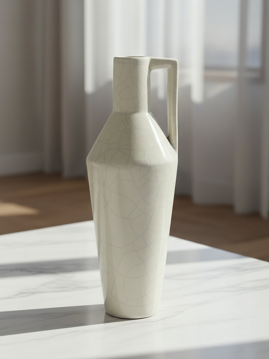 Monochrome Sinatra Antique Crackle Vase - 12.2x12.2x33.9 cm