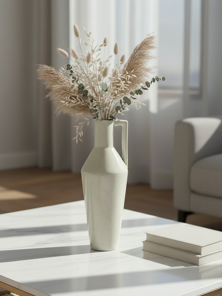 Monochrome Sinatra Antique Crackle Vase - 12.2x12.2x33.9 cm
