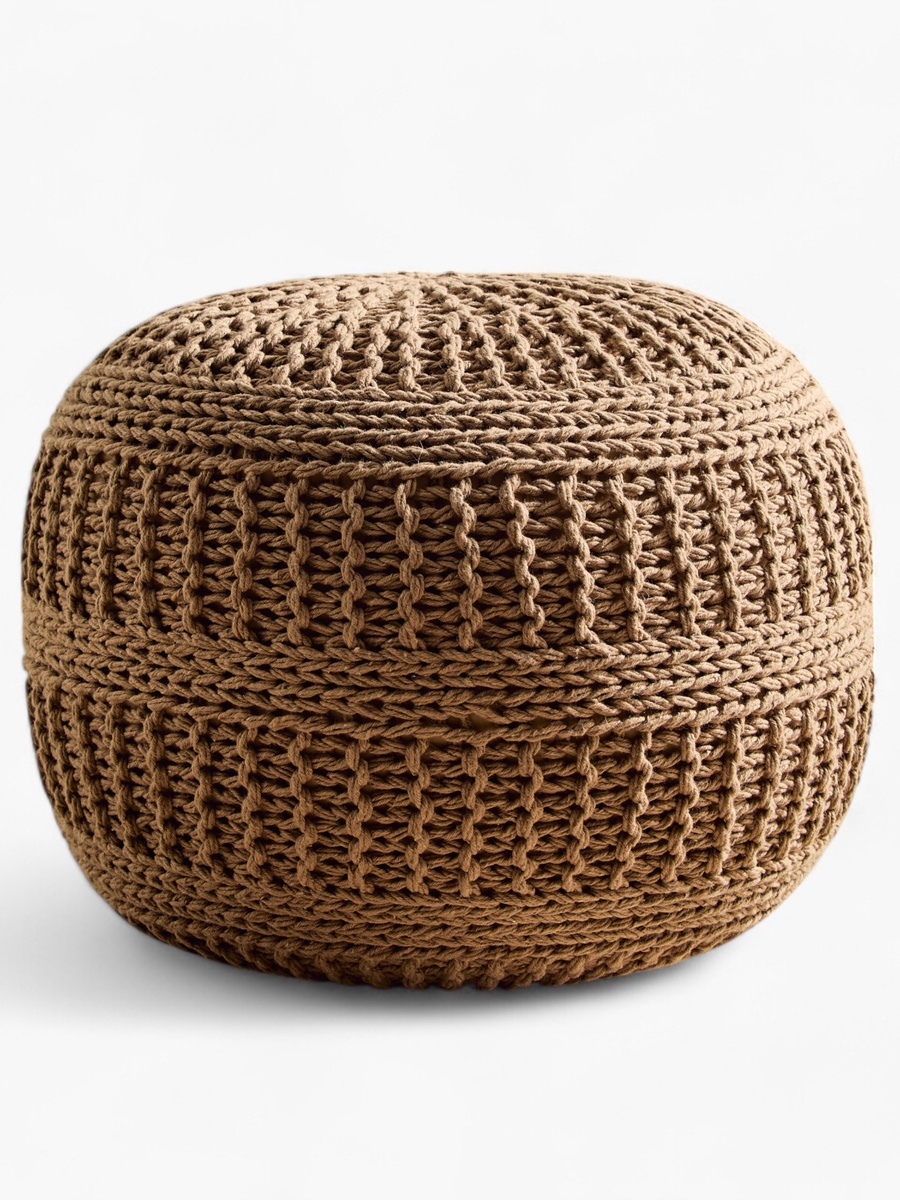 Essential Cable Knitted Pouf - 50x50x35 cm