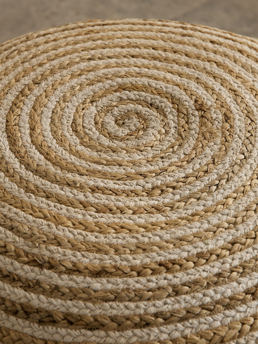 Eco Swrils Handmade Jute Pouf - 50x50x35 cm