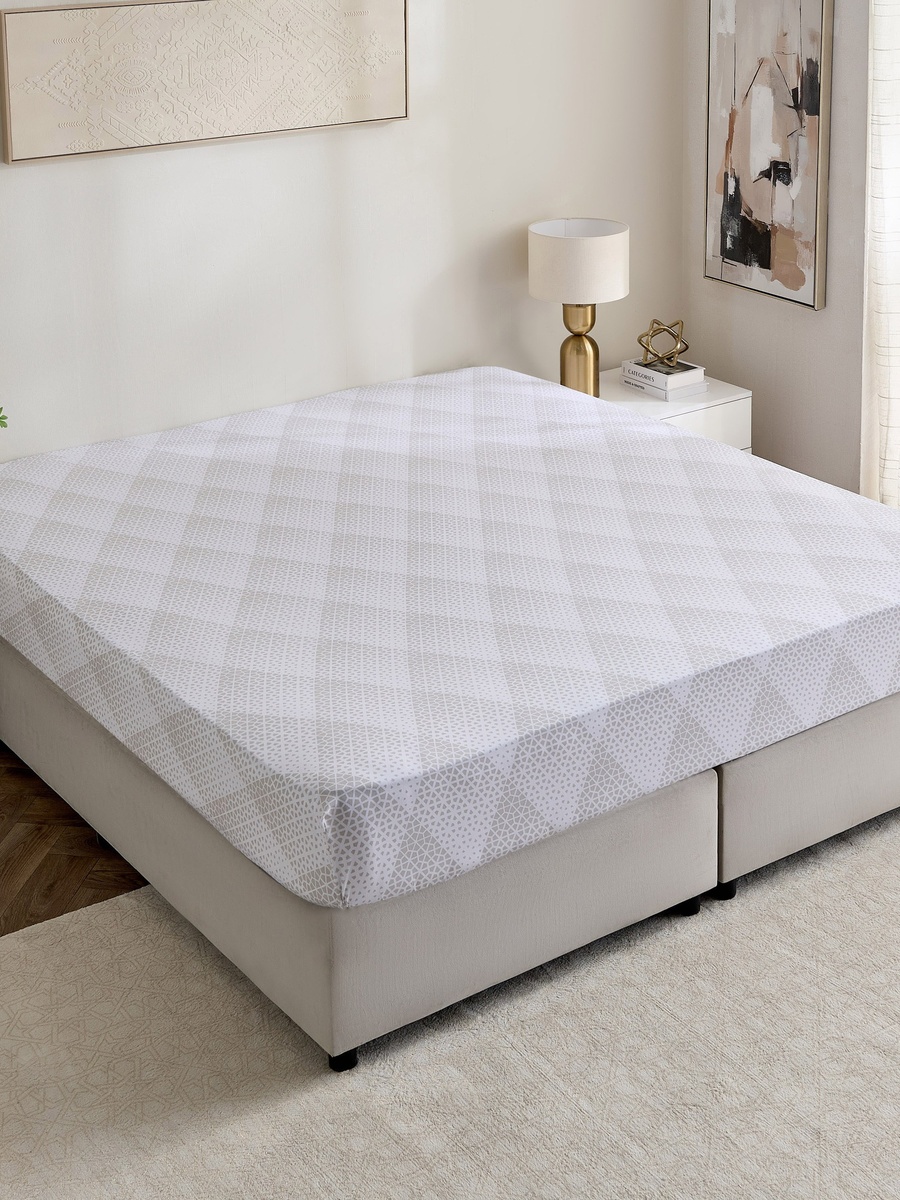 Malta Cara Printed Cotton Queen Fitted Sheet - 150x200+33 cm