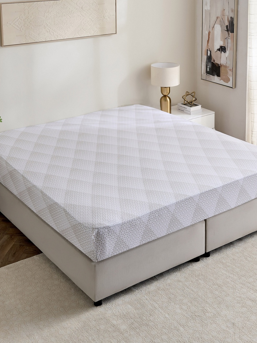 Malta Cara Printed Cotton Super King Fitted Sheet - 200x200+33 cm
