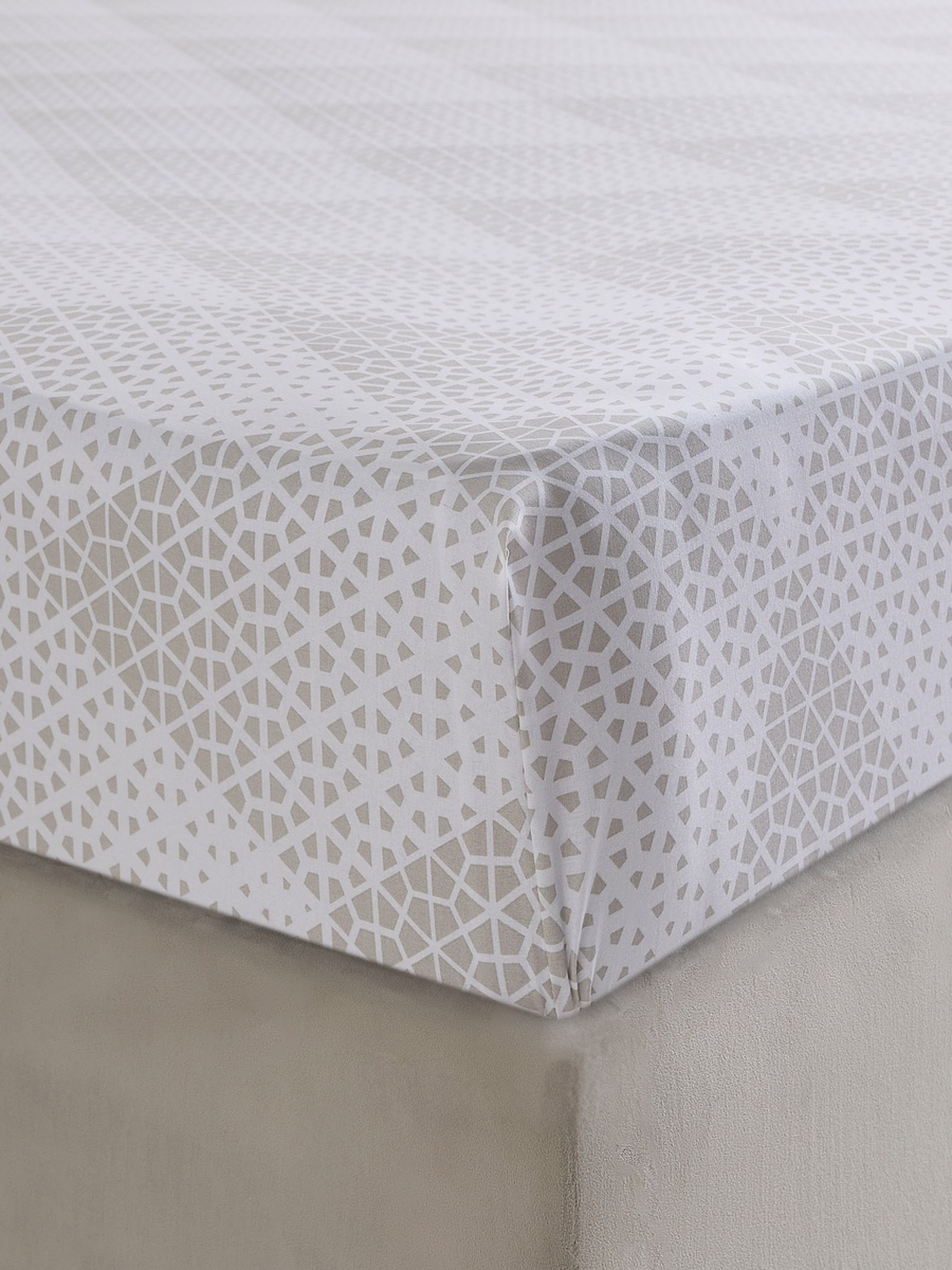 Malta Cara Printed Cotton Super King Fitted Sheet - 200x200+33 cm