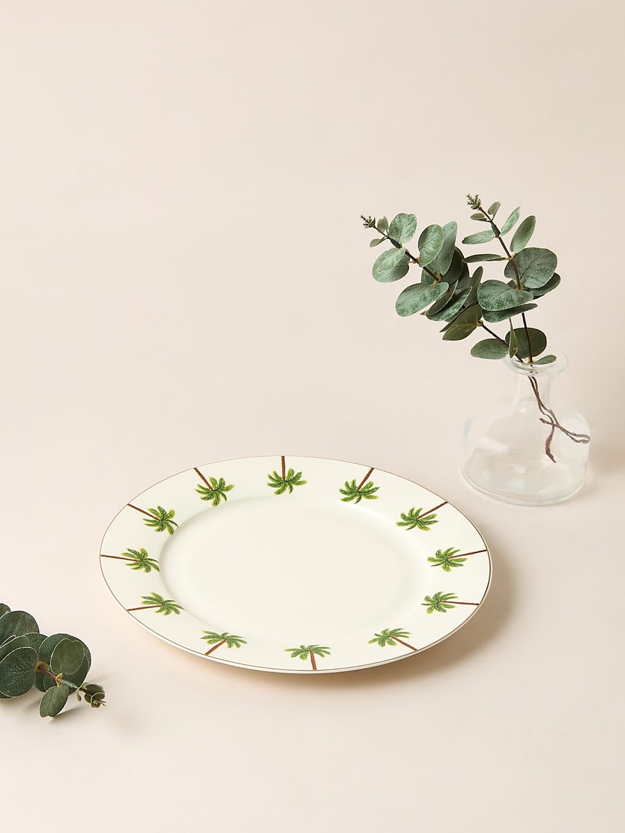 Palm Tree Print Bone China Dinner Plate - 27 cm