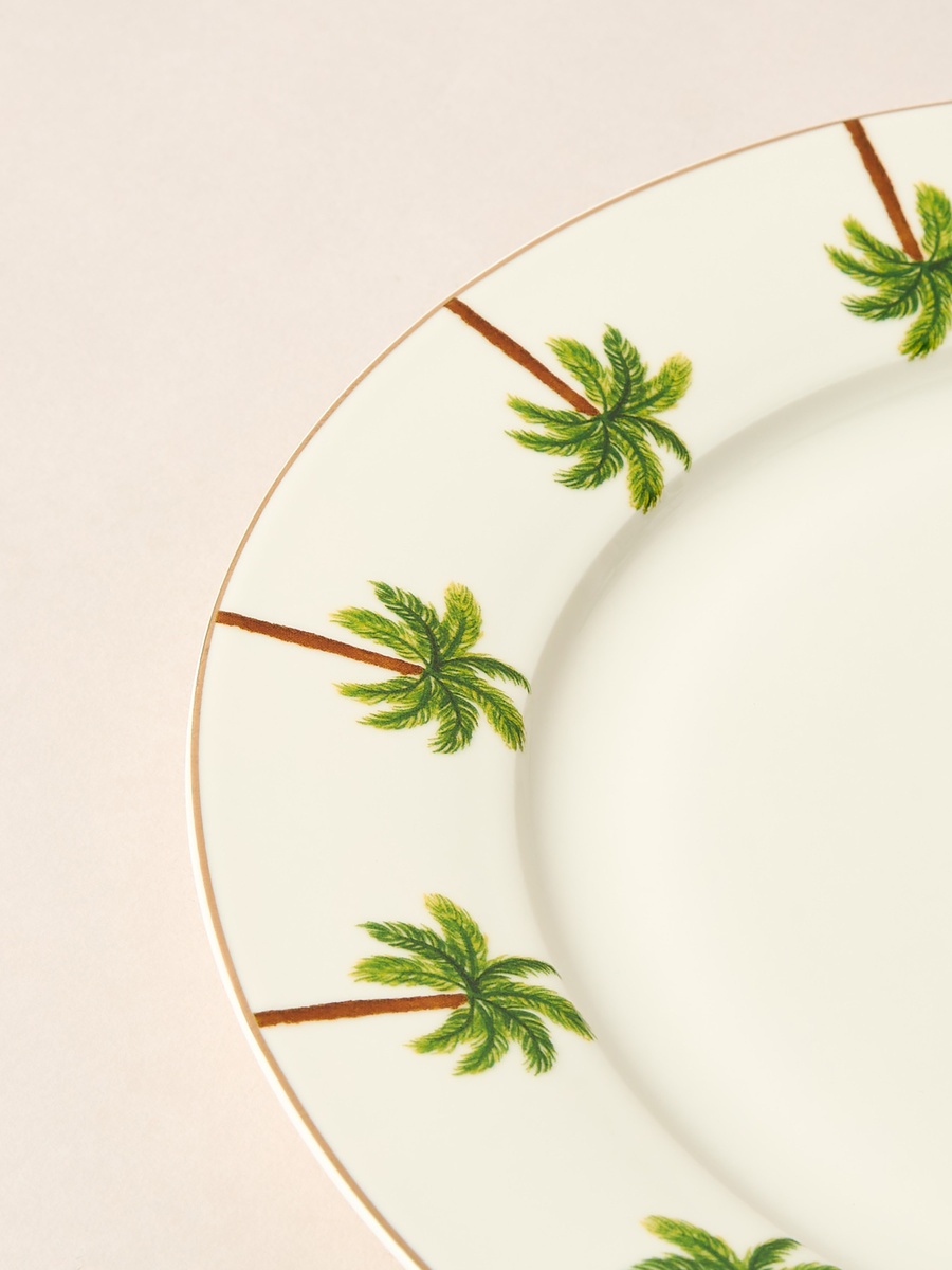 Palm Tree Print Bone China Dinner Plate - 27 cm