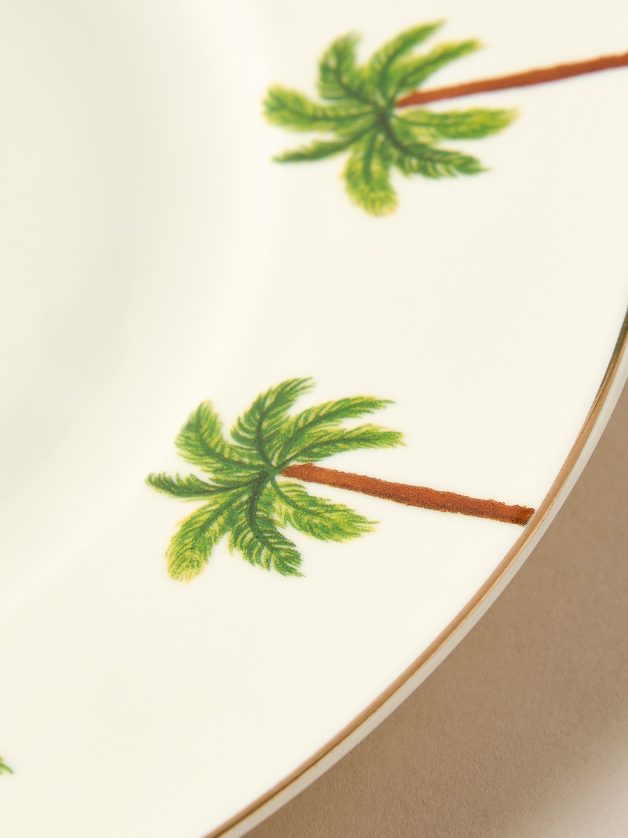 Palm Tree Print Bone China Dinner Plate - 27 cm