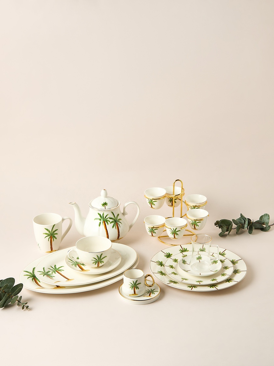 Palm Tree Print Bone China Dinner Plate - 27 cm
