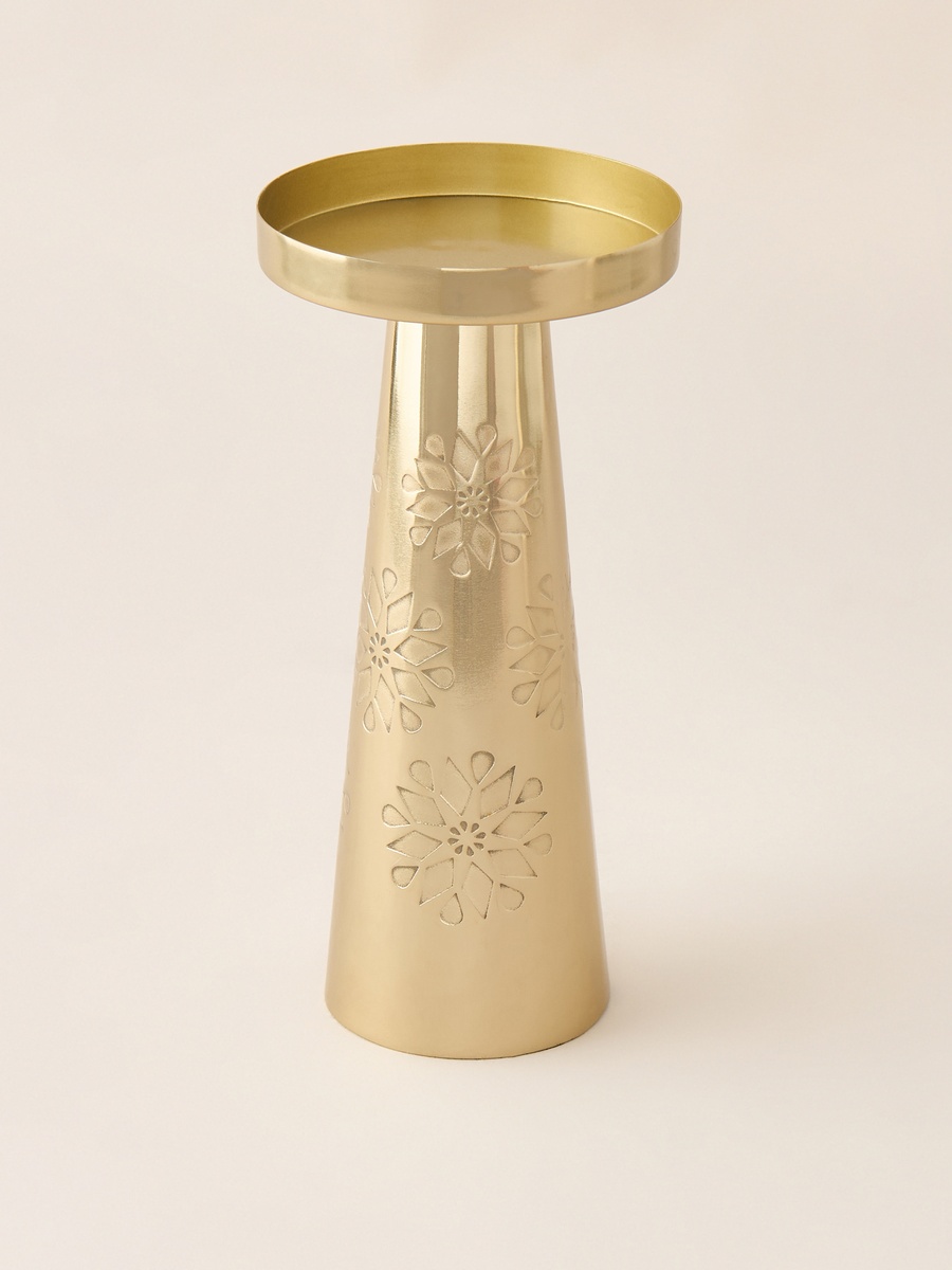 Star Textured Pillar Candleholder - 20 cm
