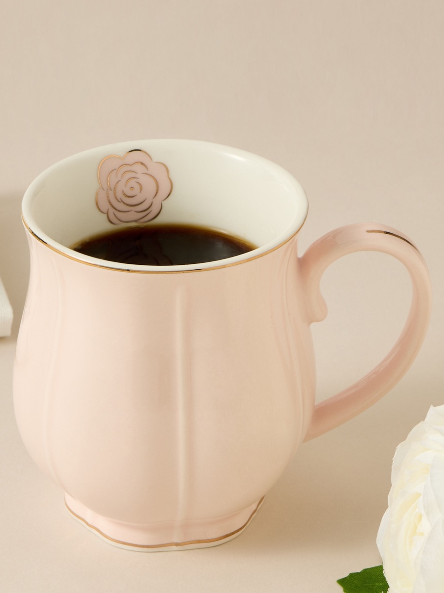 Rose Accent Porcelain Mug - 330 ml