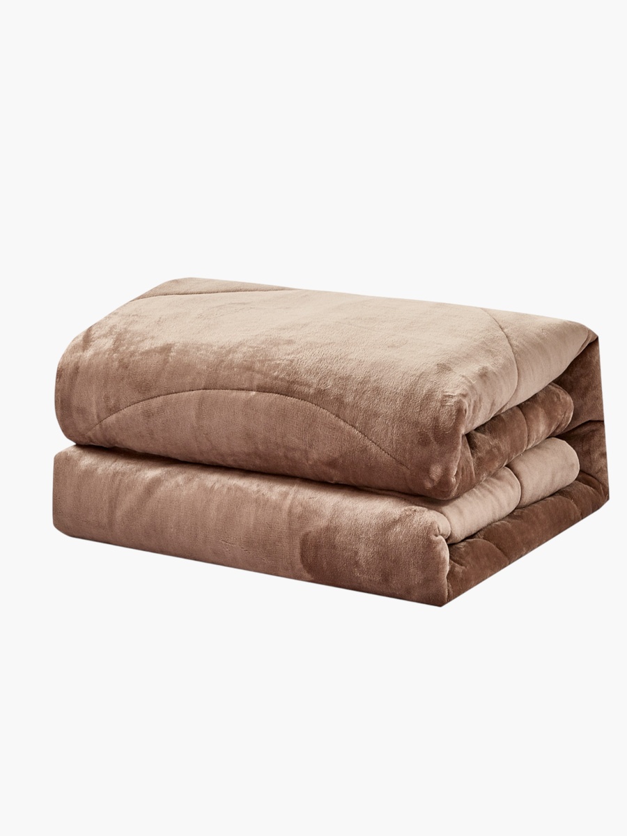 Plush Velvet Comforter Set Brown