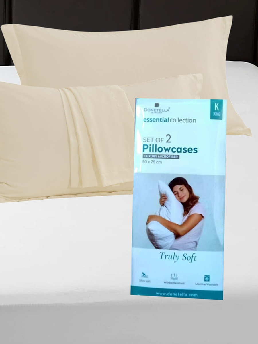 2- Piece Microfiber Pillowcase Set - 50x75 cm with Envelope Closure | Pastel Grey Color