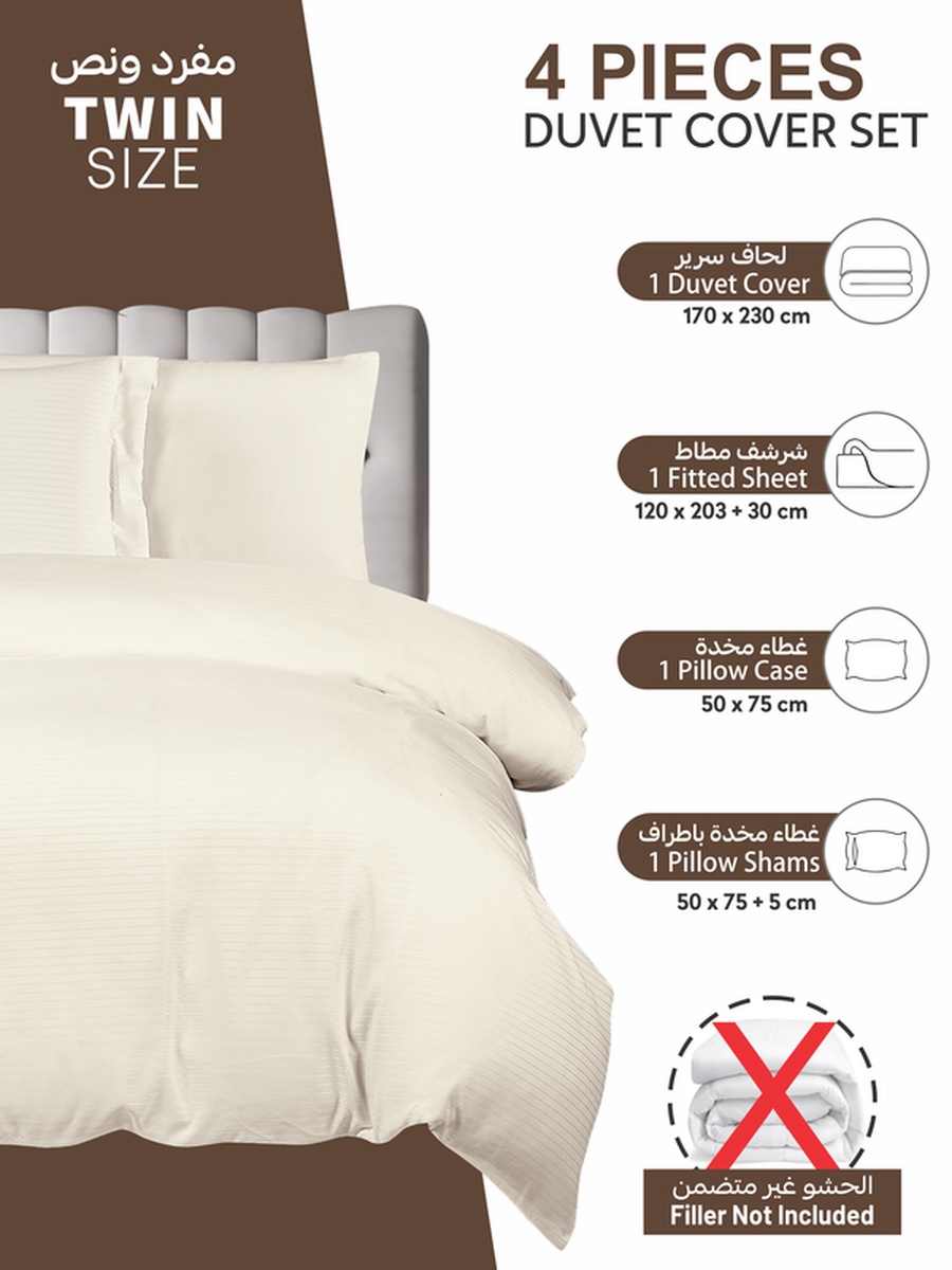 4-Piece Thin Striped Duvet Cover Set, Microfiber Bedding Single Size