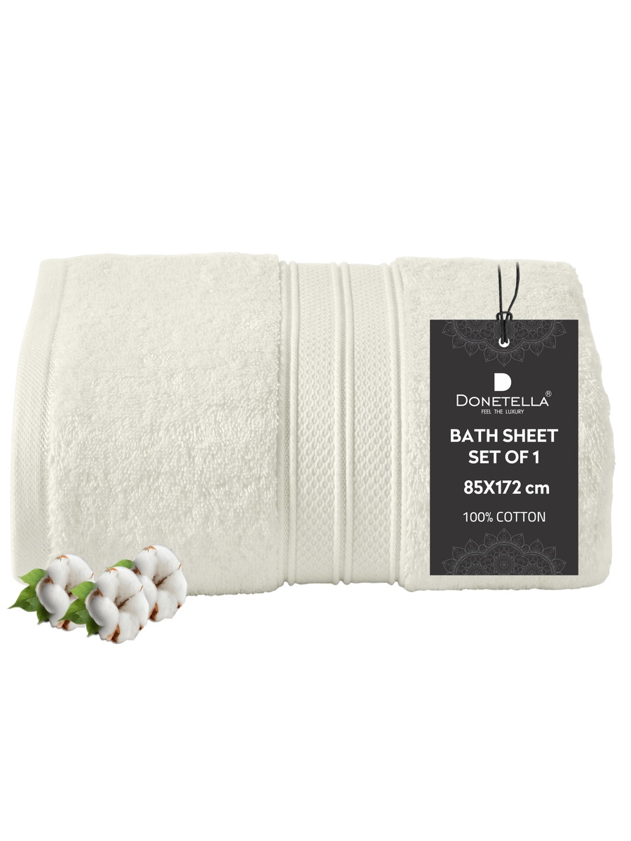 1-PiecePremium Bath Sheet Large Size - (85x172cm), 600 GSM 100% Combed Cotton, Off White