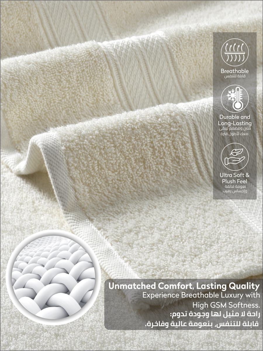 1-PiecePremium Bath Sheet Large Size - (85x172cm), 600 GSM 100% Combed Cotton, Off White