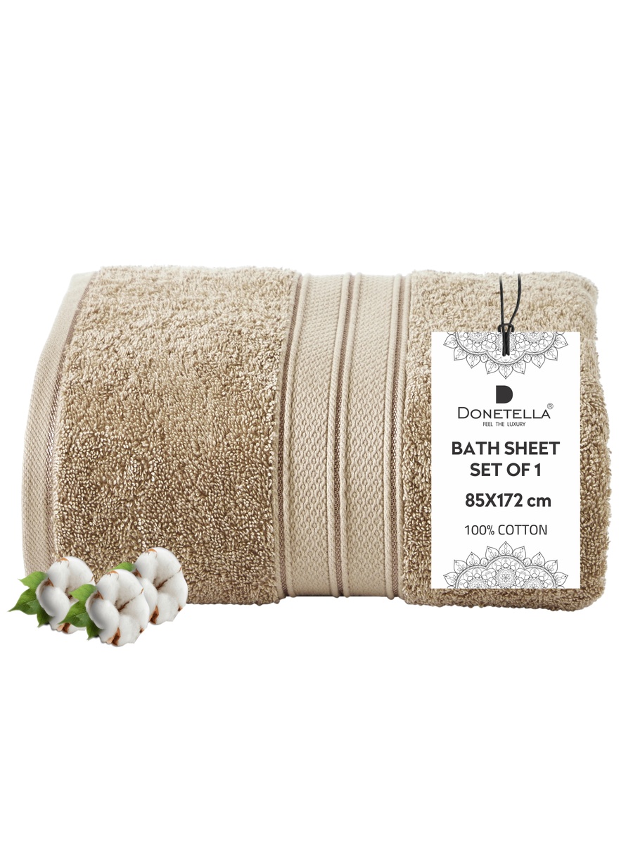 1-PiecePremium Bath Sheet Large Size - (85x172cm), 600 GSM 100% Combed Cotton, Nude