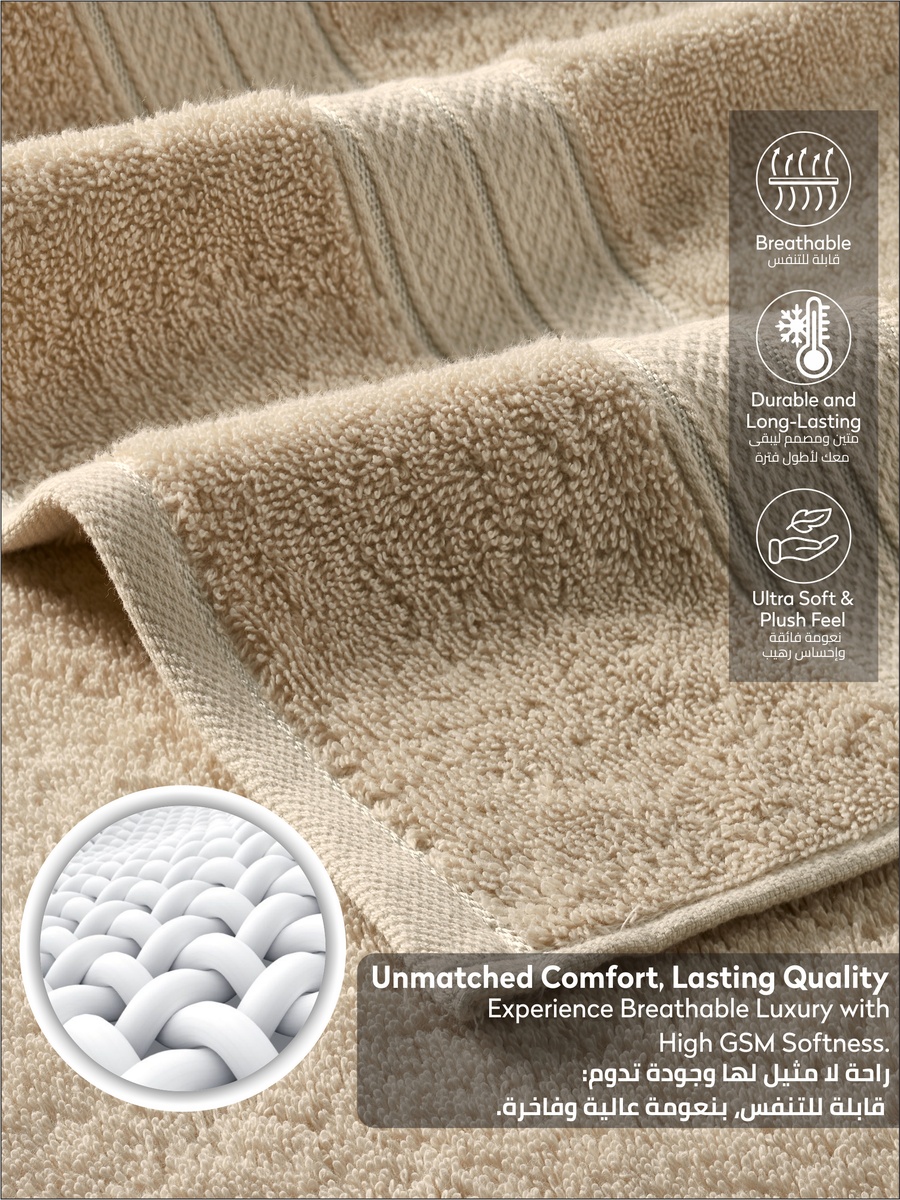 1-PiecePremium Bath Sheet Large Size - (85x172cm), 600 GSM 100% Combed Cotton, Nude