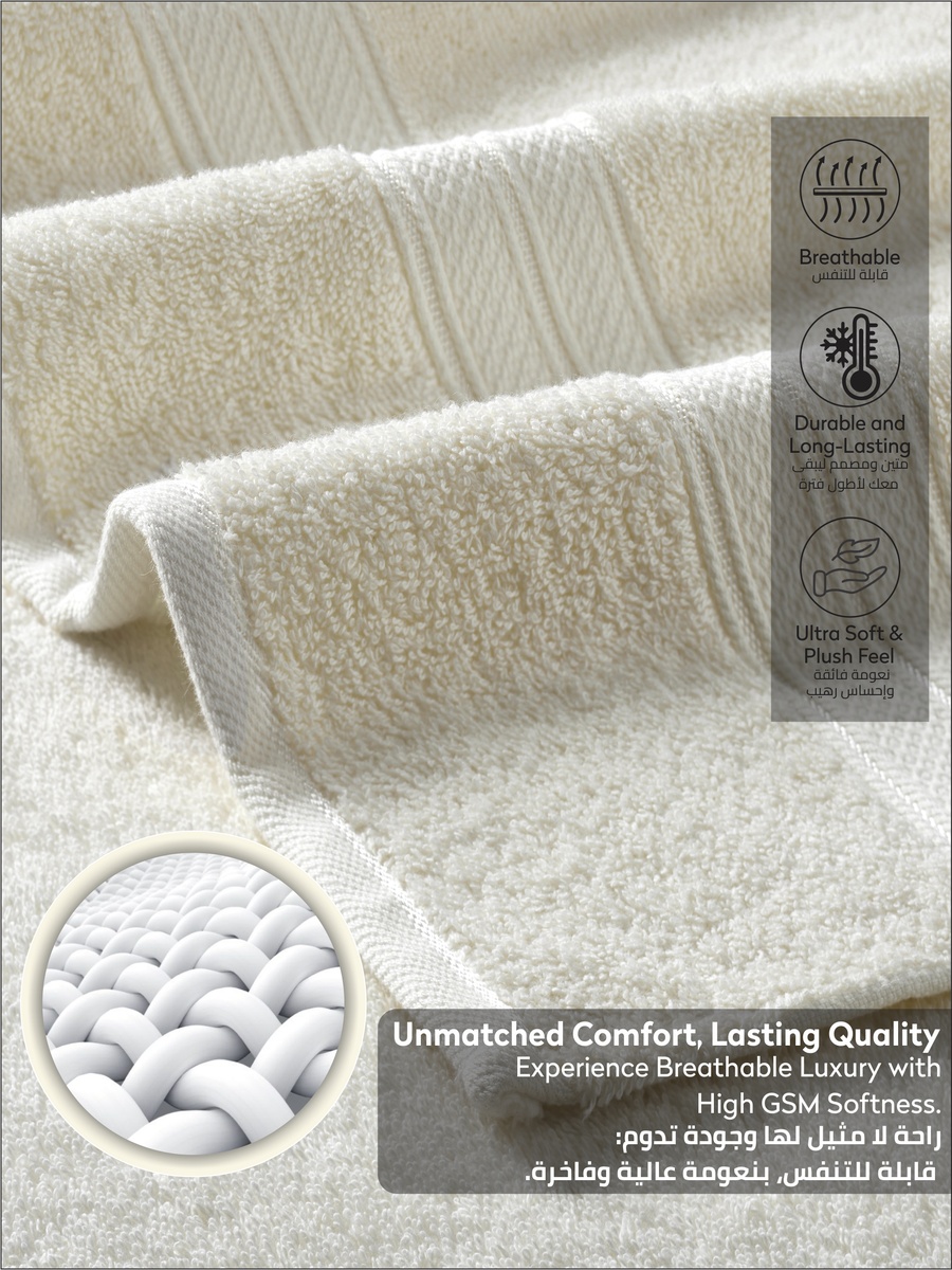 2-Piece Premium Bath Sheet Large Size - (85x172cm), 600 GSM 100% Combed Cotton, Off White