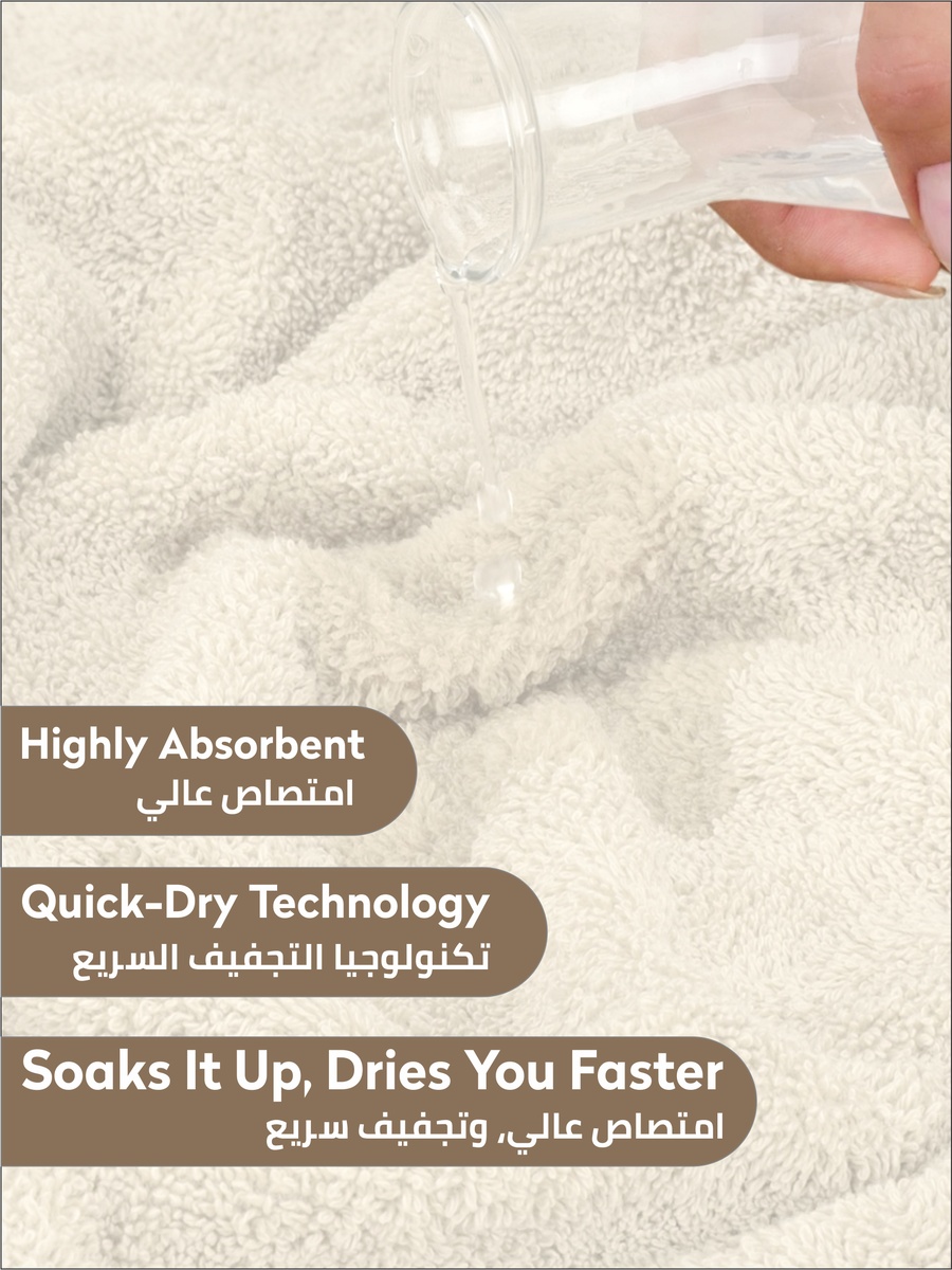 2-Piece Premium Bath Sheet Large Size - (85x172cm), 600 GSM 100% Combed Cotton, Cream