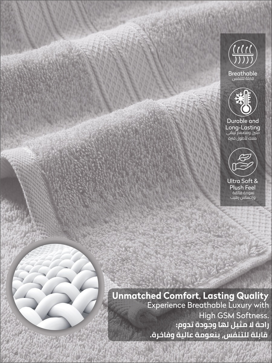 2-Piece Premium Bath Sheet Large Size - (85x172cm), 600 GSM 100% Combed Cotton, Grey