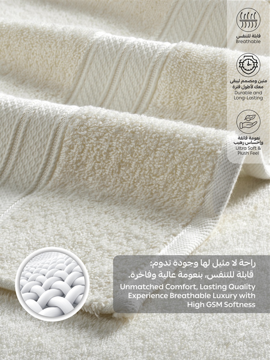 6-Piece Premium Hand Towels Extra Small Size - (40x70cm),, 600 GSM 100% Combed Cotton, Cream