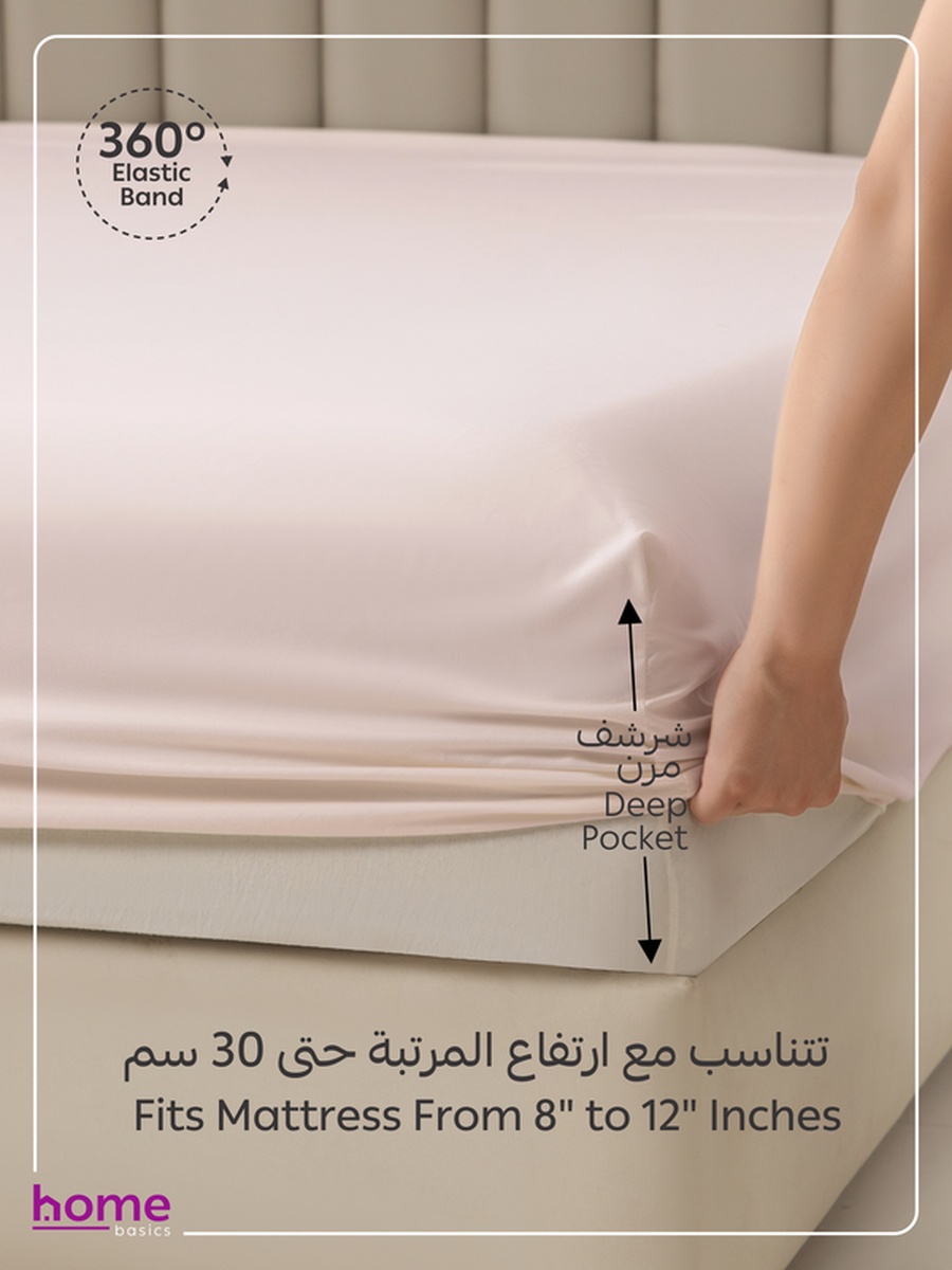 Fitted Sheet Set, 90x190 cm - Single Size Sheet and Pillowcase, Pink