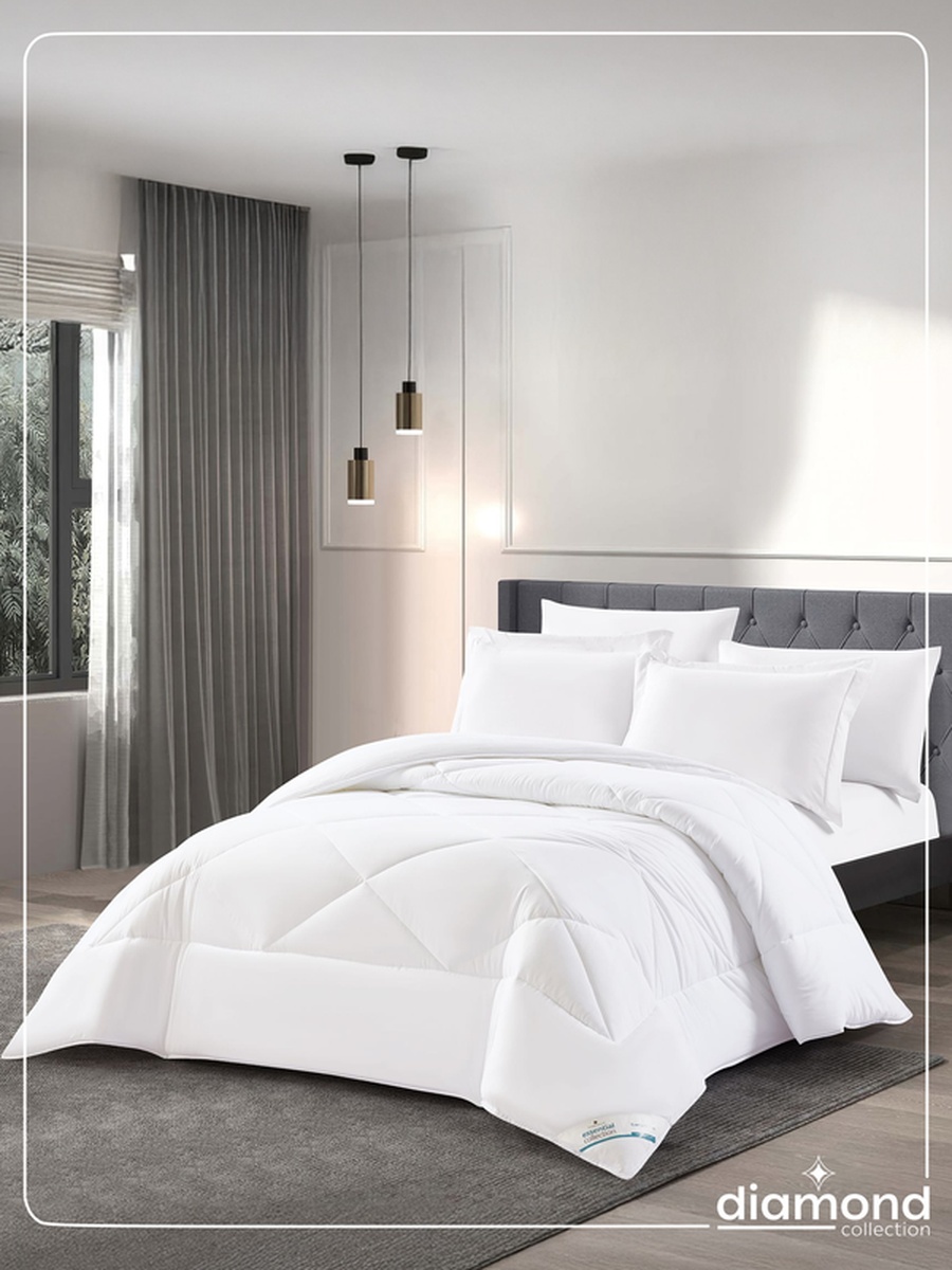 6-Piece Comforter Set -King Size 260x240 Cm, Microfiber, Solid Quilted 350 Gsm Filling, White