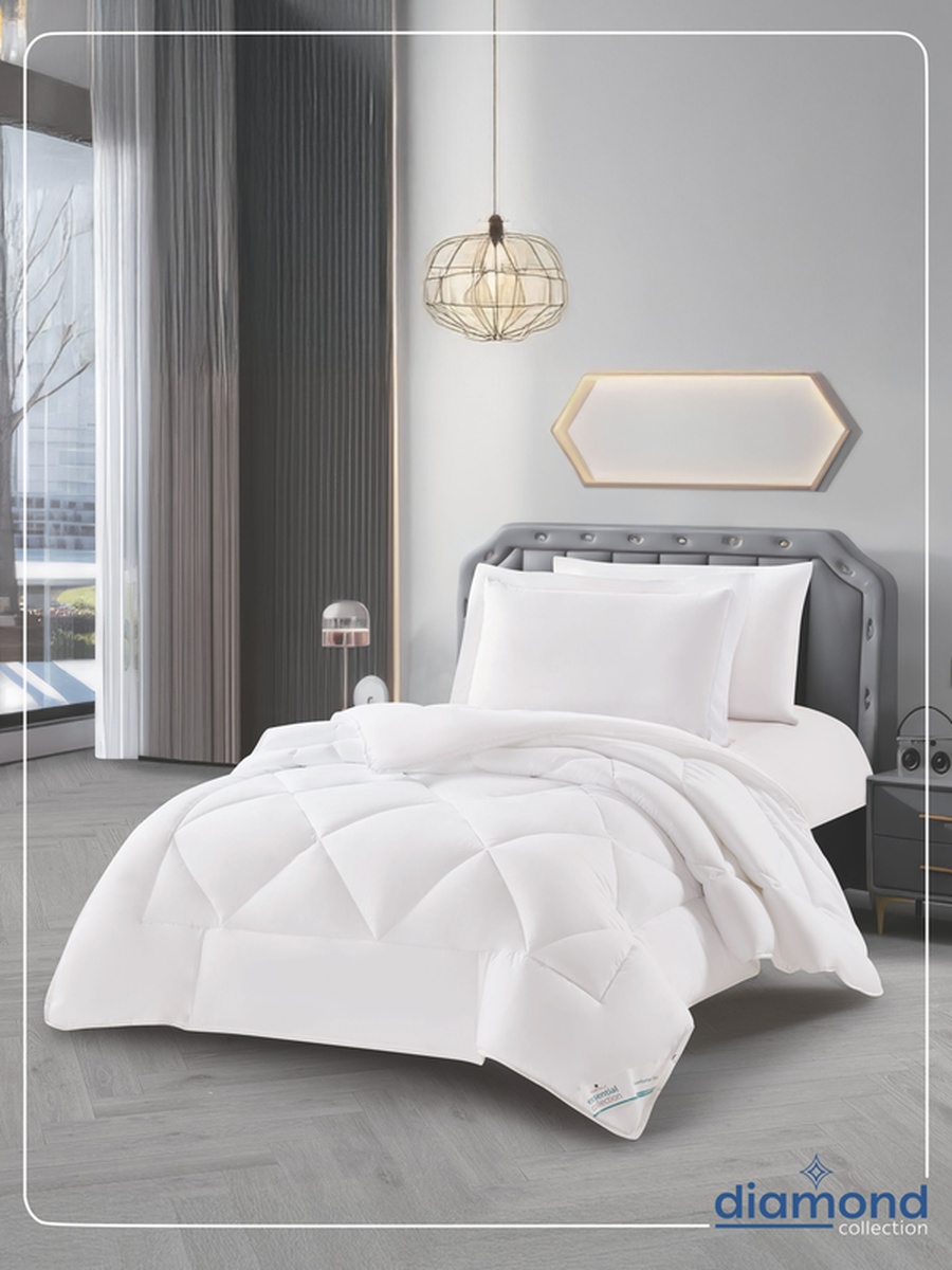 4-Piece Comforter Set -Single Size 170x230 cm, Microfiber, Solid Quilted 350 Gsm Filling, White