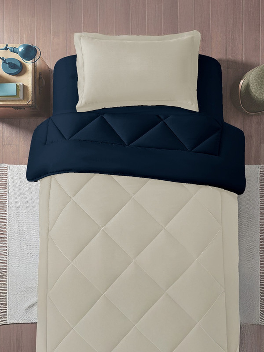 2-Piece Comforter Set -Single Size 170x230 cm, Microfiber, Solid Quilted 350 Gsm Filling, Tan