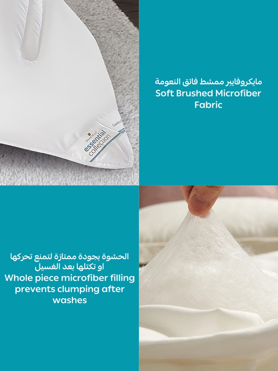 4-Piece Comforter Set -Single Size 170x230 cm, Microfiber, Digital Quilted 350 Gsm Filling, White