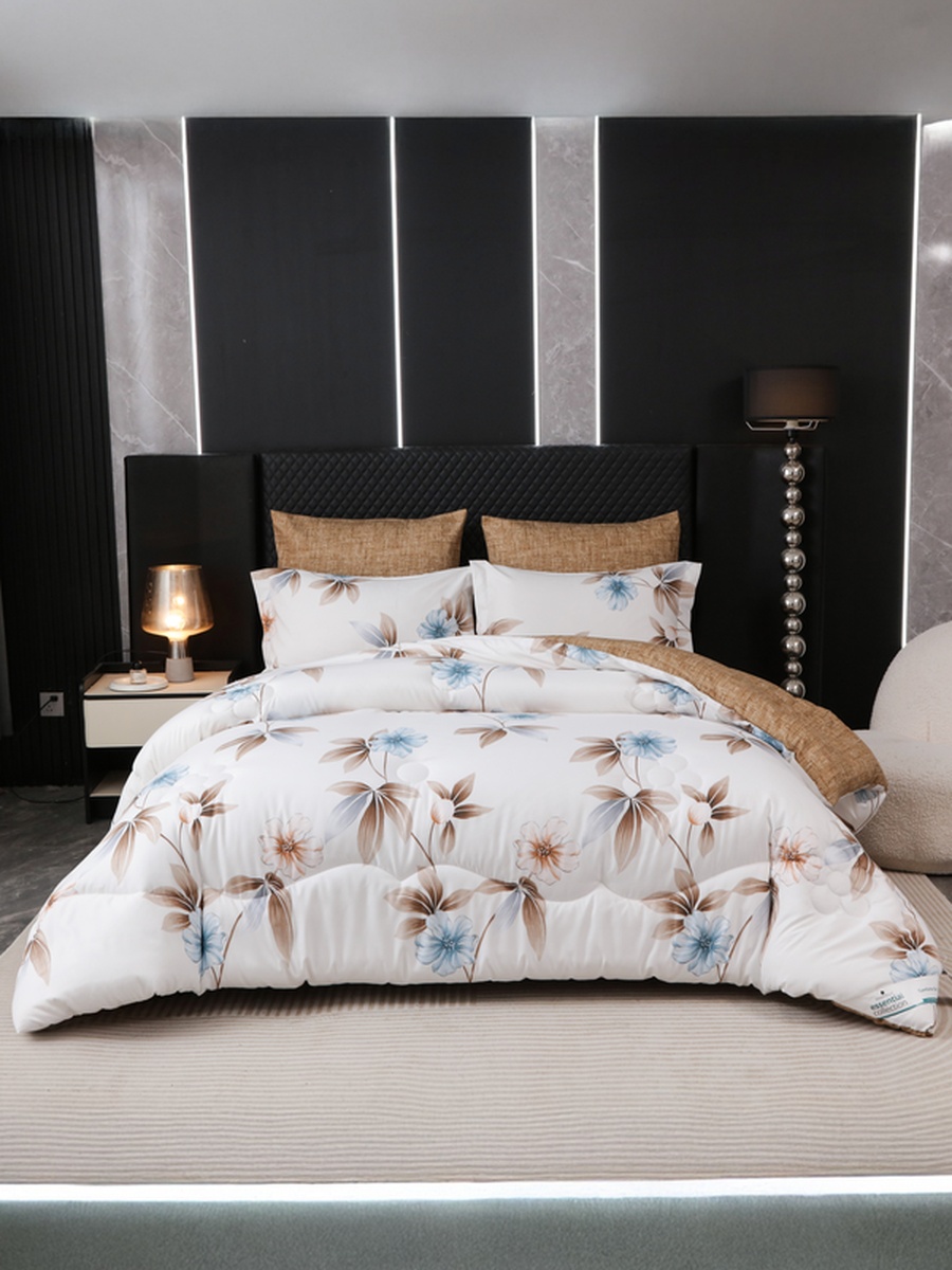 6-Piece King Comforter Set 260x240 cm, Reversible Microfiber, 350 GSM Down Alternative Fill, Light Blue