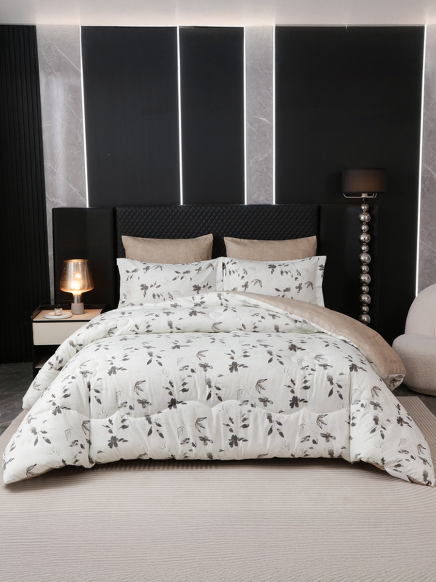 6-Piece King Comforter Set 260x240 cm, Reversible Microfiber, 350 GSM Down Alternative Fill