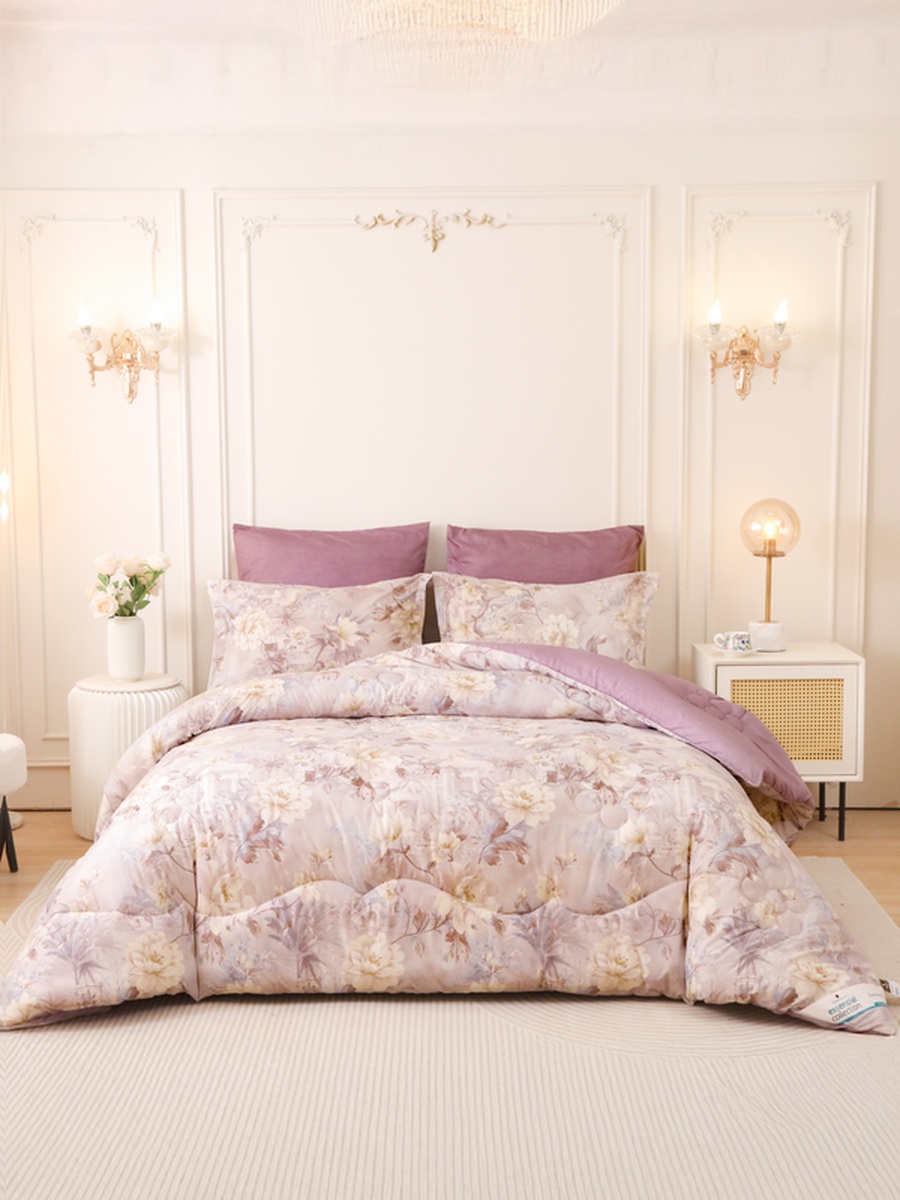 4-Piece Single Comforter Set 170x230 cm, Soft Reversible, Brushed Microfiber, 350 GSM Fill, Purple