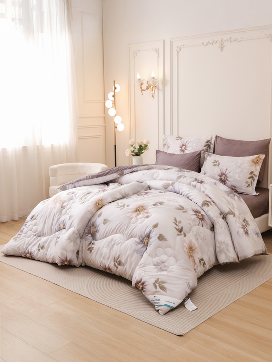 4-Piece Single Comforter Set 170x230 cm, Soft Reversible, Brushed Microfiber, 350 GSM Fill, Beige
