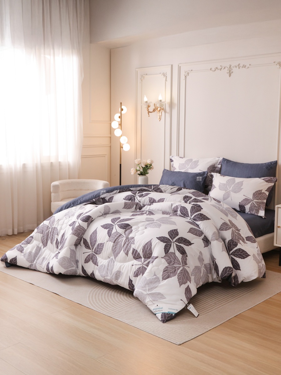 4-Piece Single Comforter Set 170x230 cm, Soft Reversible, Brushed Microfiber, 350 GSM Fill, White