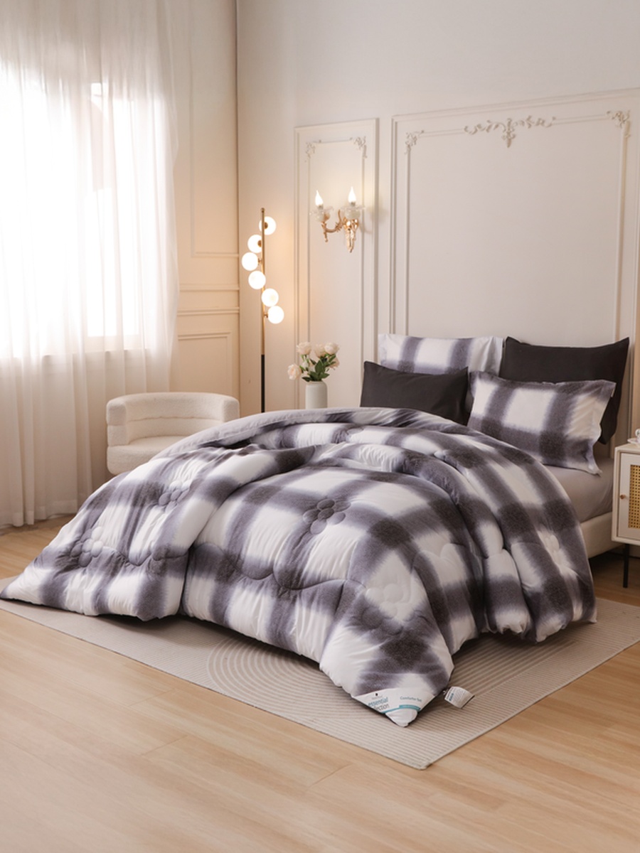 4-Piece Single Comforter Set 170x230 cm, Soft Reversible, Brushed Microfiber, 350 GSM Fill, Grey