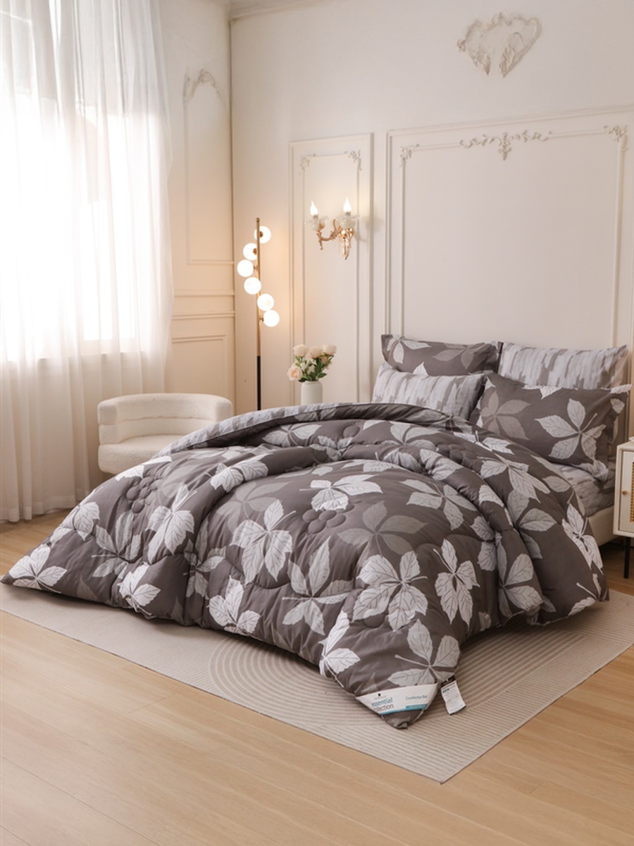 4-Piece Single Comforter Set 170x230 cm, Soft Reversible, Brushed Microfiber, 350 GSM Fill