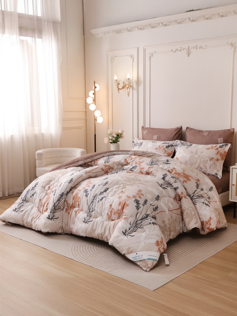 4-Piece Single Comforter Set 170x230 cm, Soft Reversible, Brushed Microfiber, 350 GSM Fill, Cream