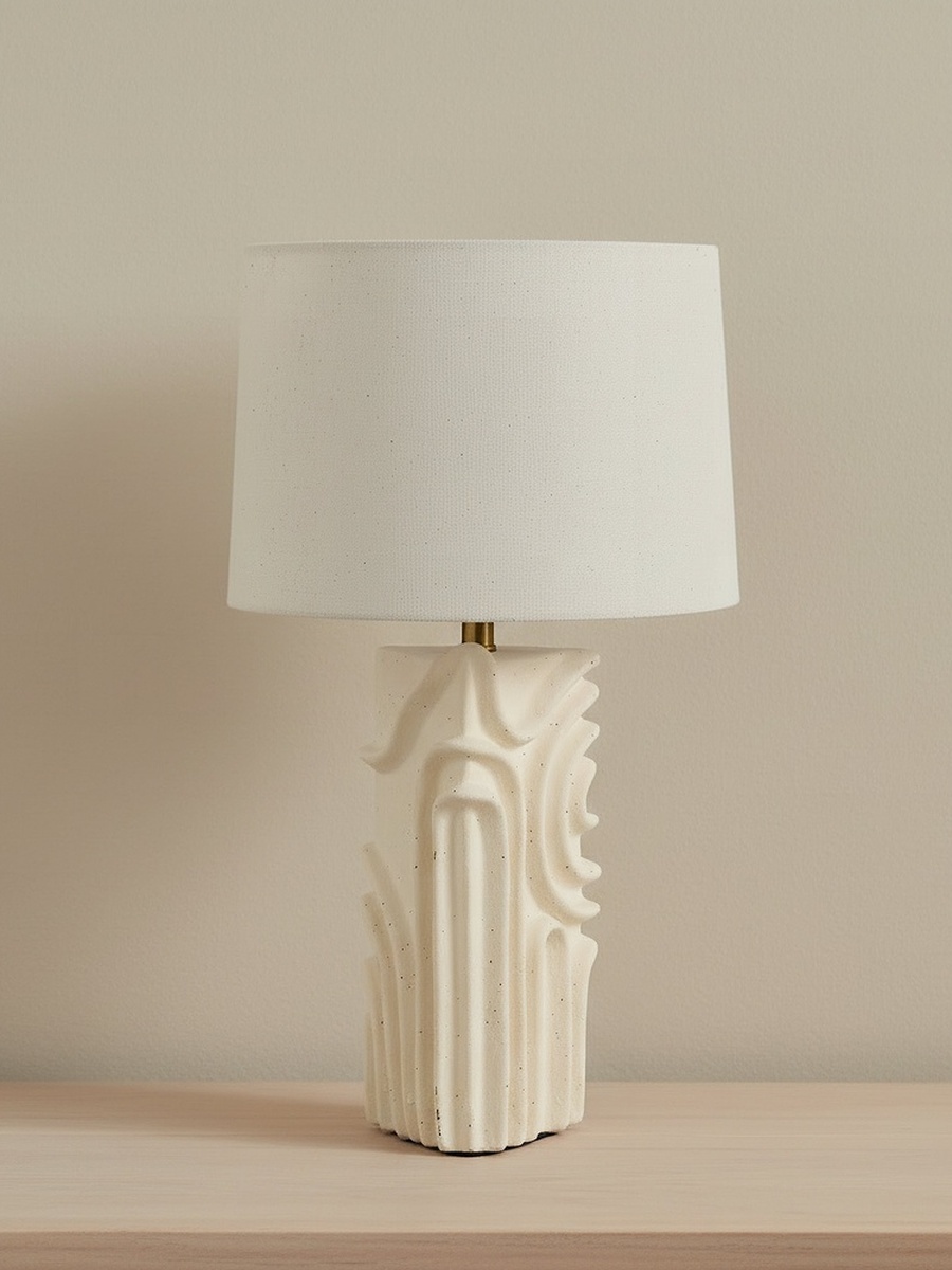 Elinor Ceramic Table Lamp with Linen Shade - 43.5 cm
