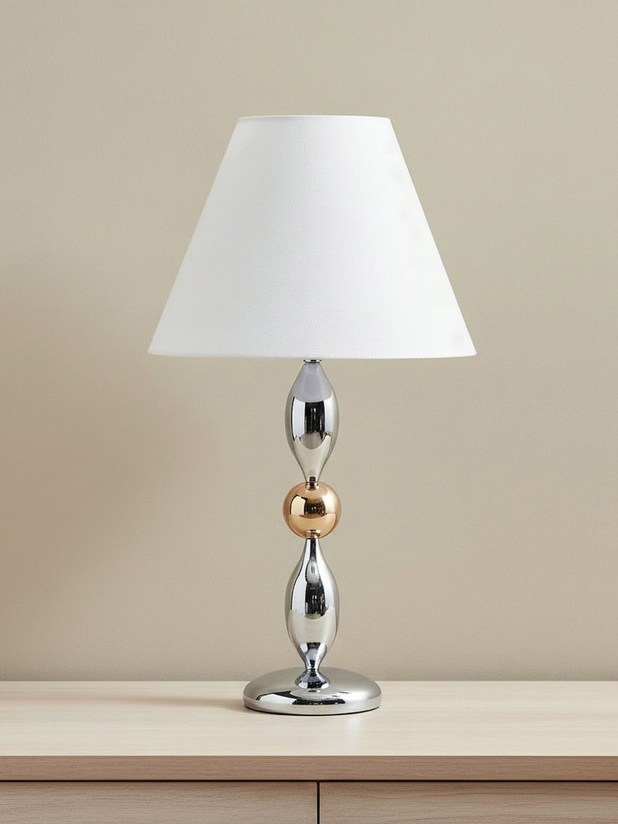 Solliet Metal Table Lamp with Linen Shade - 33x59 cm